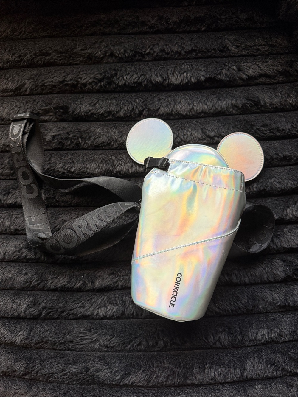 Corkcicle Holographic Iridescent Mickey Ear Bottle Carrier - Rainbow Sheen